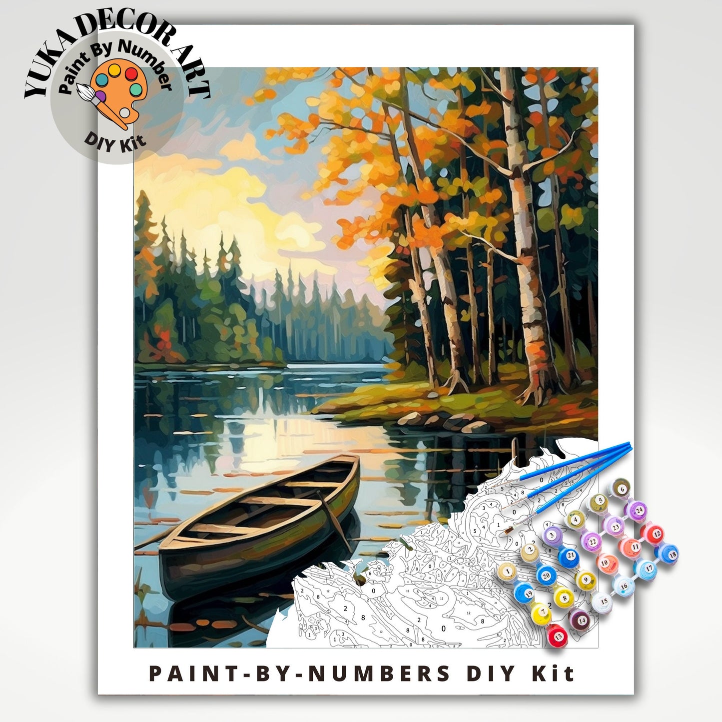 Lake Scenery PAINT by NUMBER Kit Adult Painting DIY by Numbers Craft Set Easy Beginners Acrylic Paint Kit Birthday Gift For Dad Grandfather