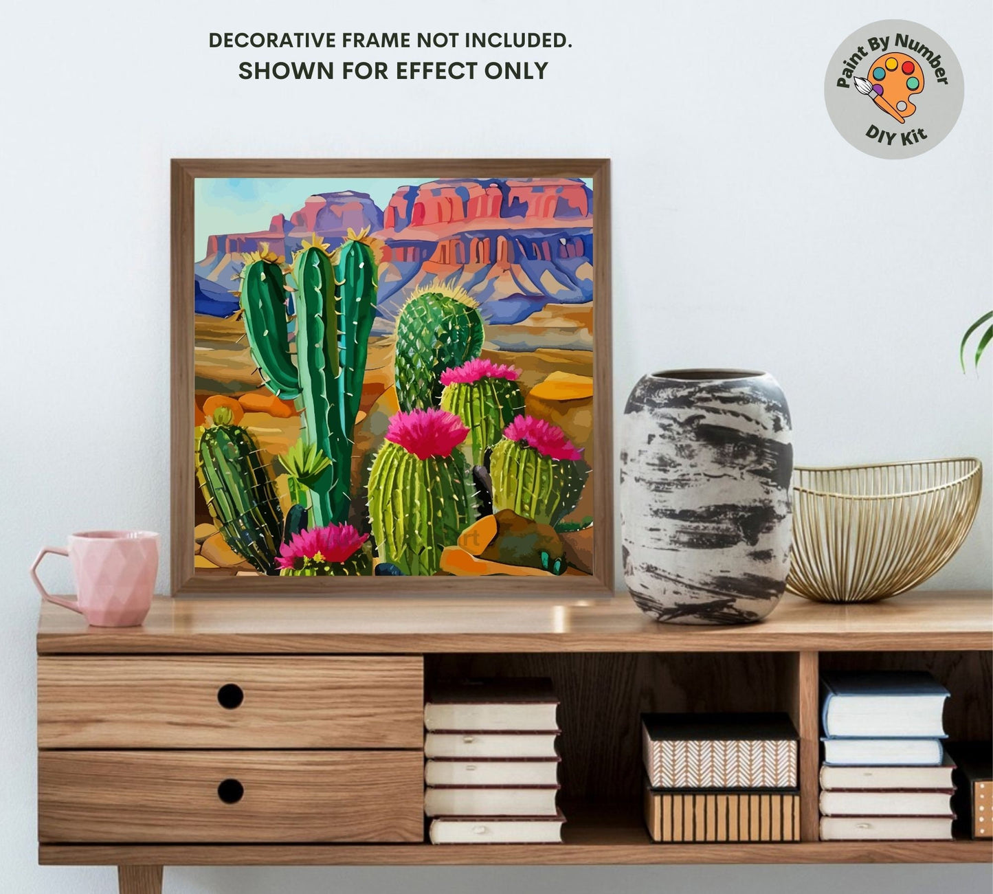 Cactus Flowers Paint by Number Kit Adult Desert landscape Painting  DIY Color by Numbers Set Easy DIY Beginners Painting Kit Home Decor Gift