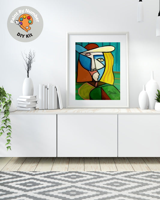 Picasso PAINT by NUMBER Kit for Adults ,Portrait Reproduction Canvas ,Easy Beginners Acrylic Paint DIY Kit ,Living Bedroom Wall Art Decor