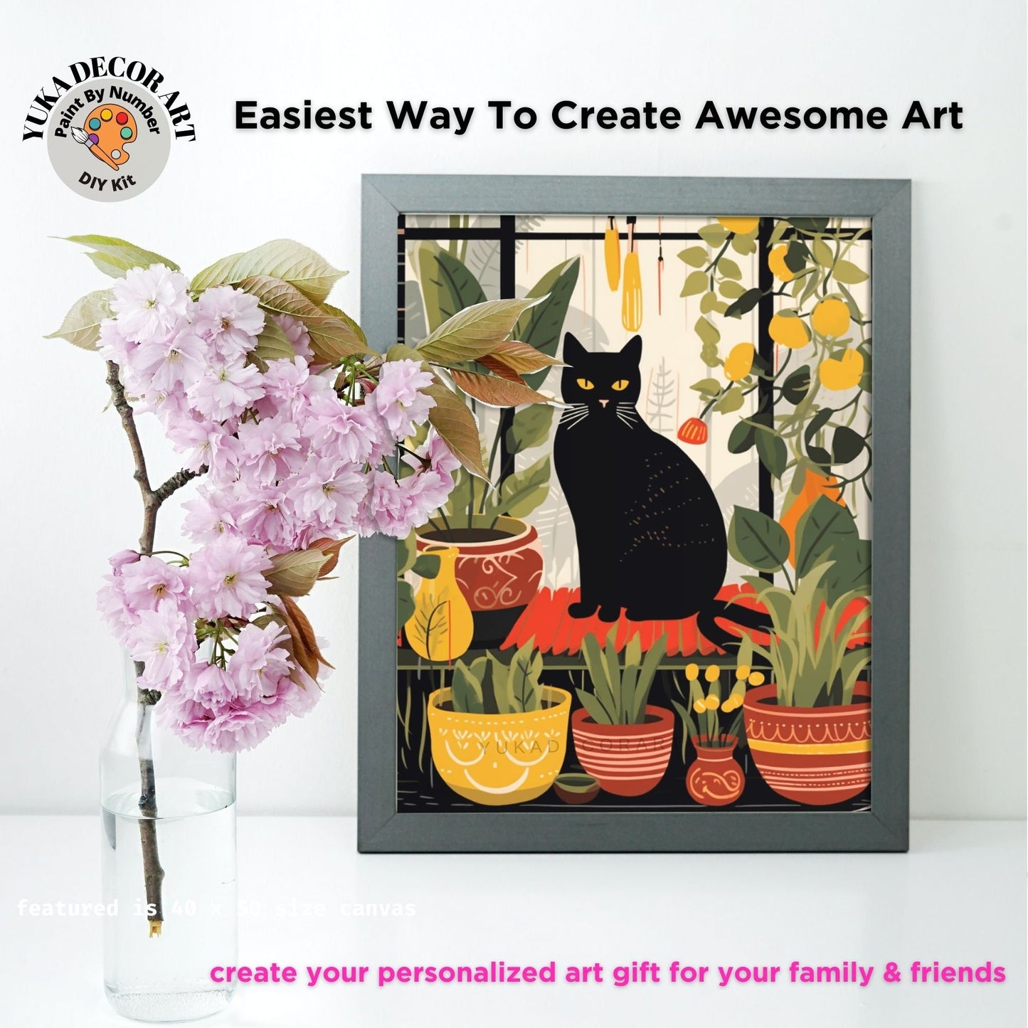 PAINT by NUMBERS DIY Kit Adult Indoor Plants Minimalist Art Cat Boho Garden Easy Beginner Oil Painting Birthday Custom Gift For Girlfriend