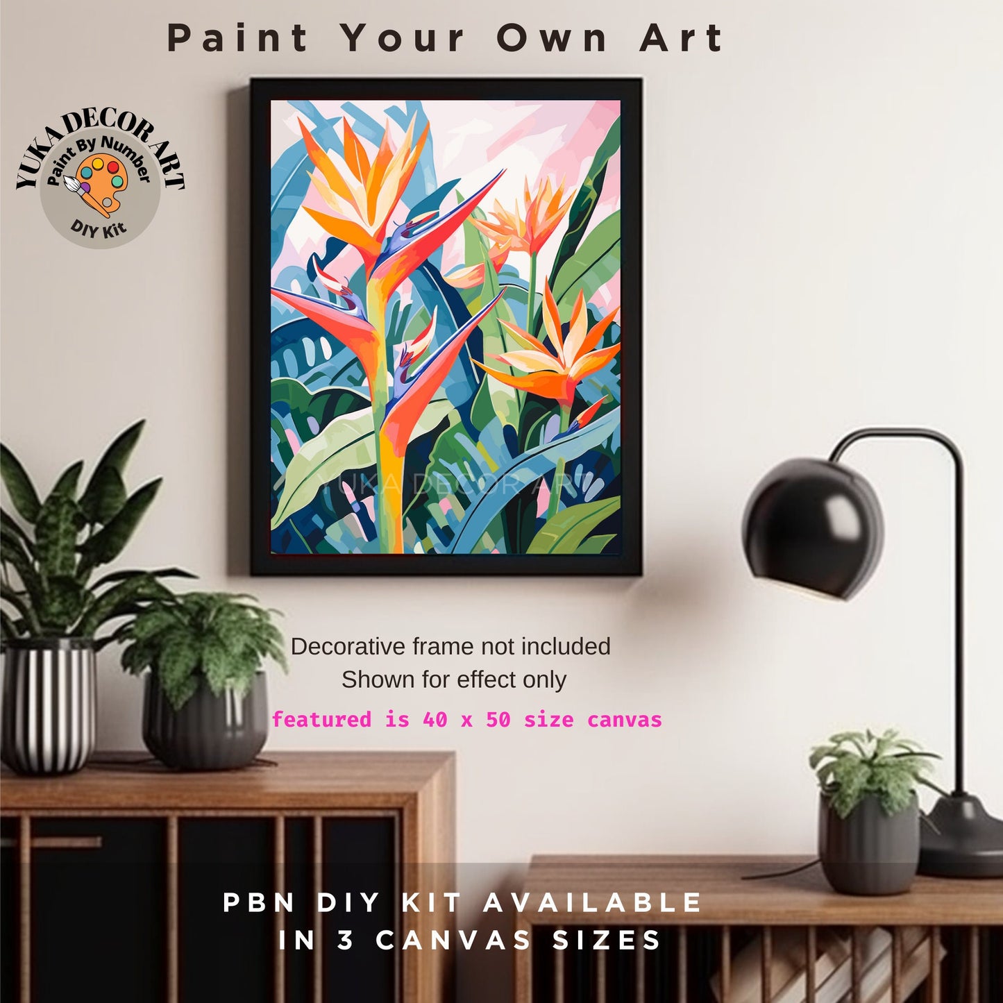 PAINT by NUMBER Adult Tropical Garden Flower Modern Watercolor Wall Art Easy Beginner Acrylic Paint DIY Kit Mothersday Gift |Code: FL2309111