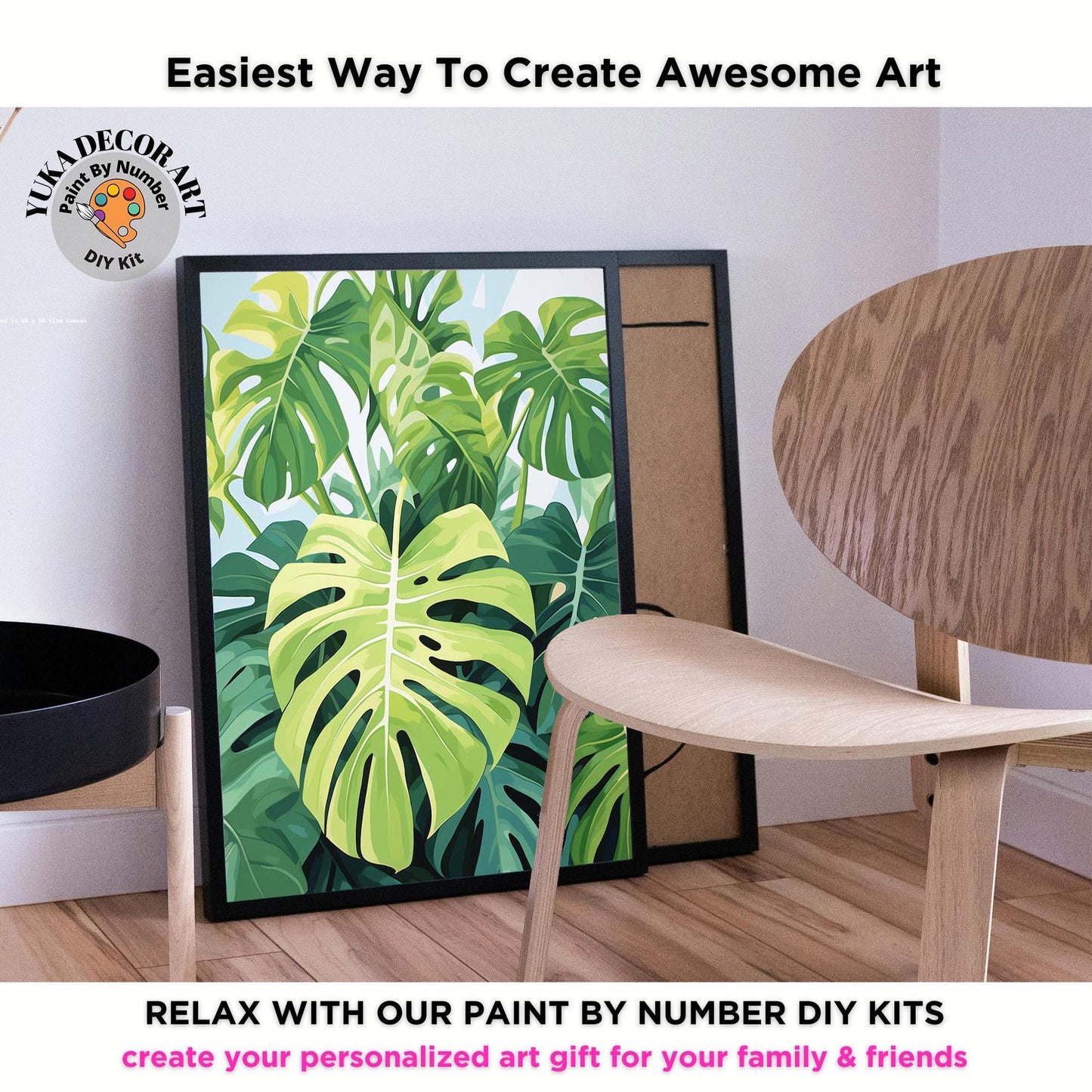 Monstera PAINT by NUMBERS Adult ,Home Indoor Plants Still life ,Beginners Easy Paint Kit DIY Wall Decor Gift  Mom Grandmom