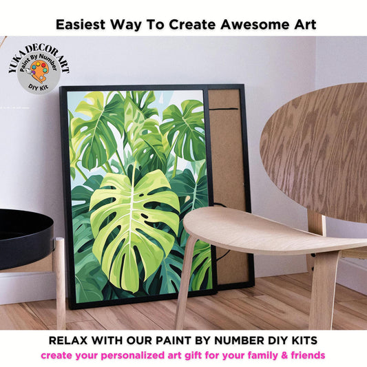 Monstera PAINT by NUMBERS Adult ,Home Indoor Plants Still life ,Beginners Easy Paint Kit DIY Wall Decor Gift  Mom Grandmom