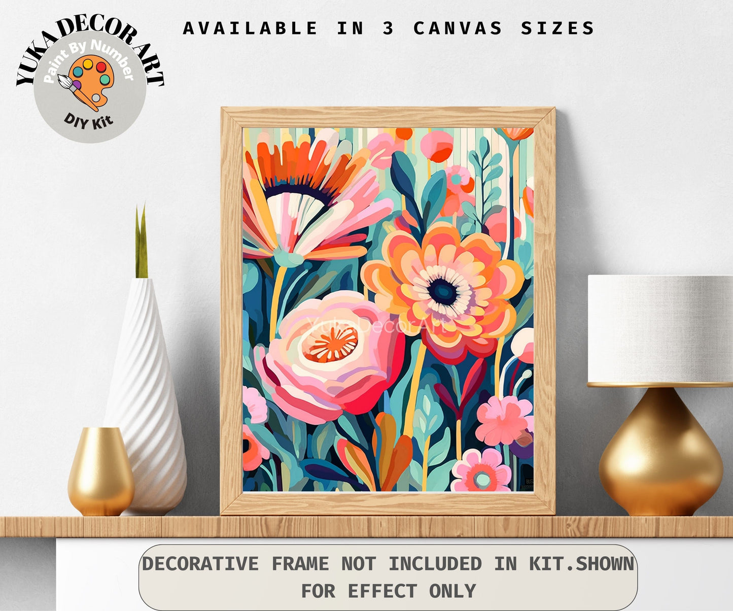 Boho Flowers PAINT by NUMBER Kit for Adults  Abstract Flowers Paint Kit Easy Beginners Acrylic Paint DIY Kit Wall Art Decor