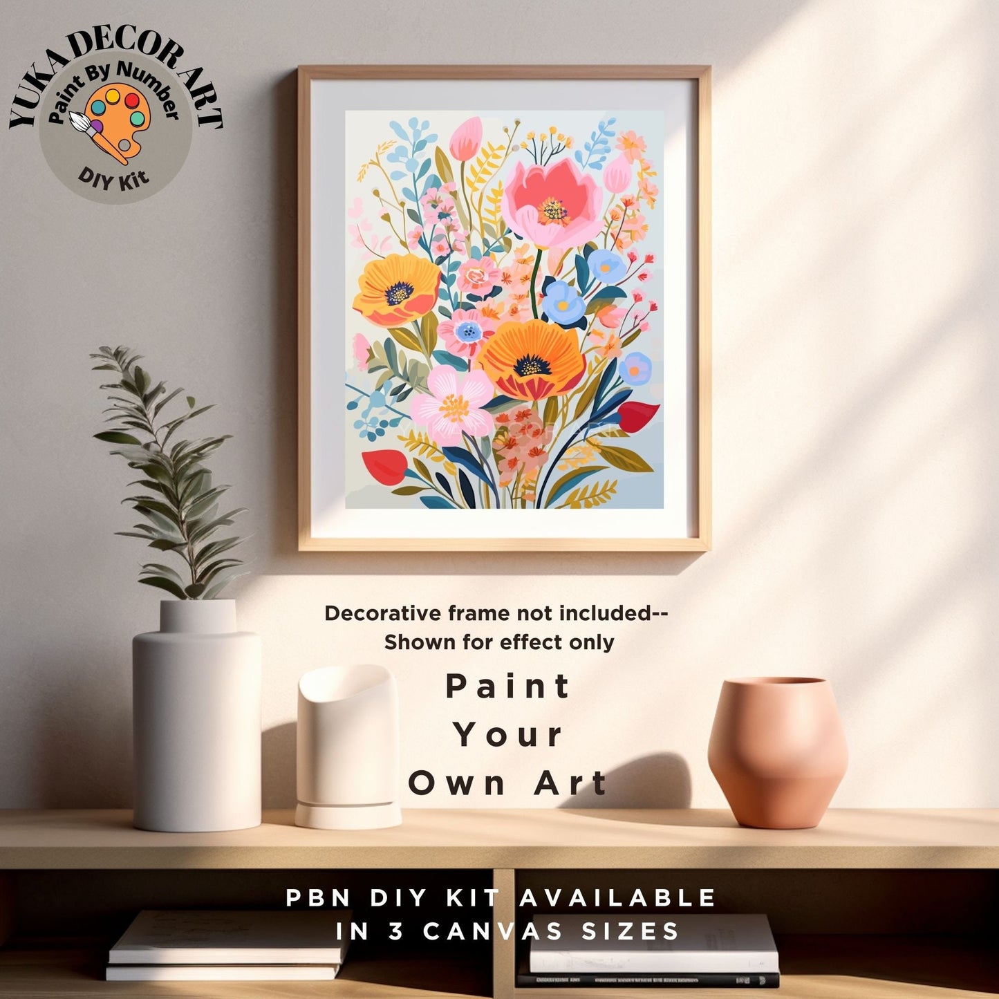 Wildflowers PAINT by NUMBER Kit Adults Spring Flower Garden DIY Painting Easy Beginners Hobby Kit Wall Art Housewarming Gift Girlfriend Mom