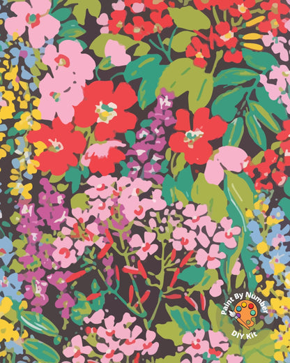 Spring Garden  Flowers PAINT by NUMBER Kit for Adults , Botanical Art ,Easy DIY Beginners Paint Kit ,Living Bedroom Wall Art Decor