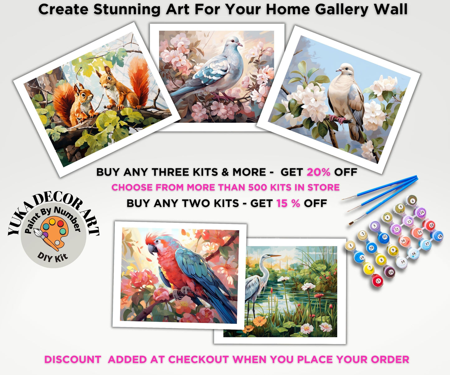 Twin Heron Birds PAINT by NUMBER Kit Adult Painting DIY by Numbers Easy Beginners Birthday Gift For Her Mom Grandmother Wall Art Home Decor