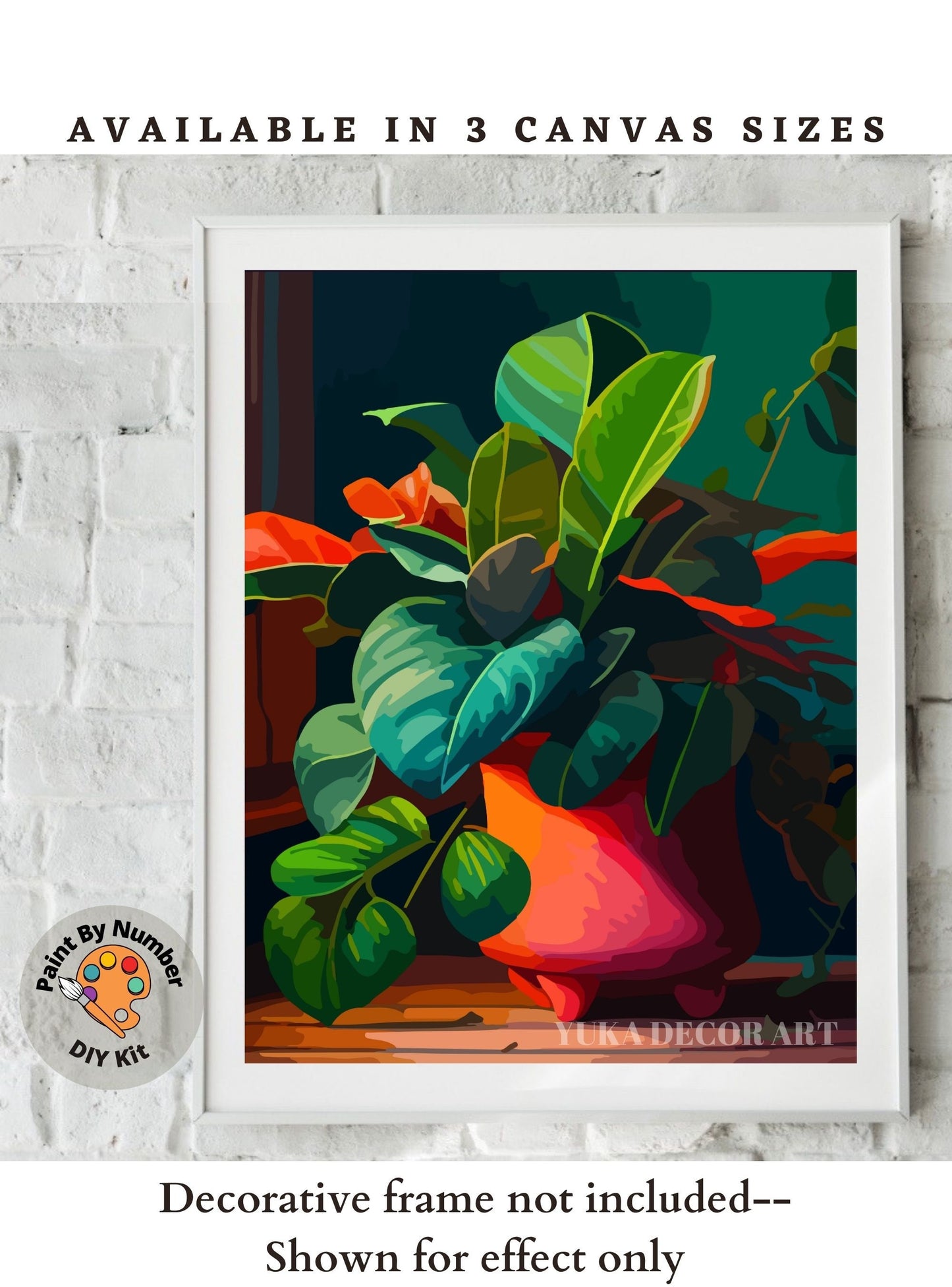 PAINT by NUMBERS Adult ,House Plants In Rustic Container , Easy DIY Beginners Paint Kit , Wall Art Gift for Aunt Grandmom