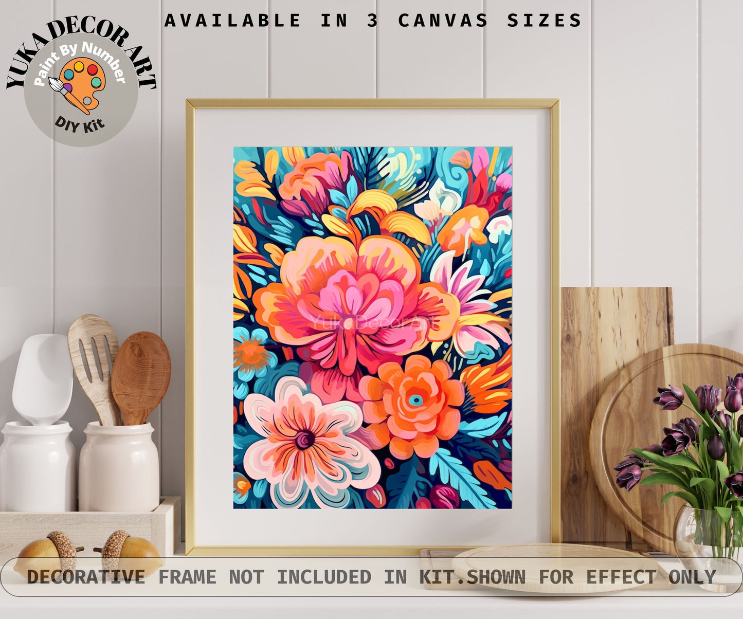 Garden Flower PAINT by NUMBER Kit for Adults Abstract Flowers Paint Kit Easy Beginners Acrylic Paint DIY Kit Wall Art Decor