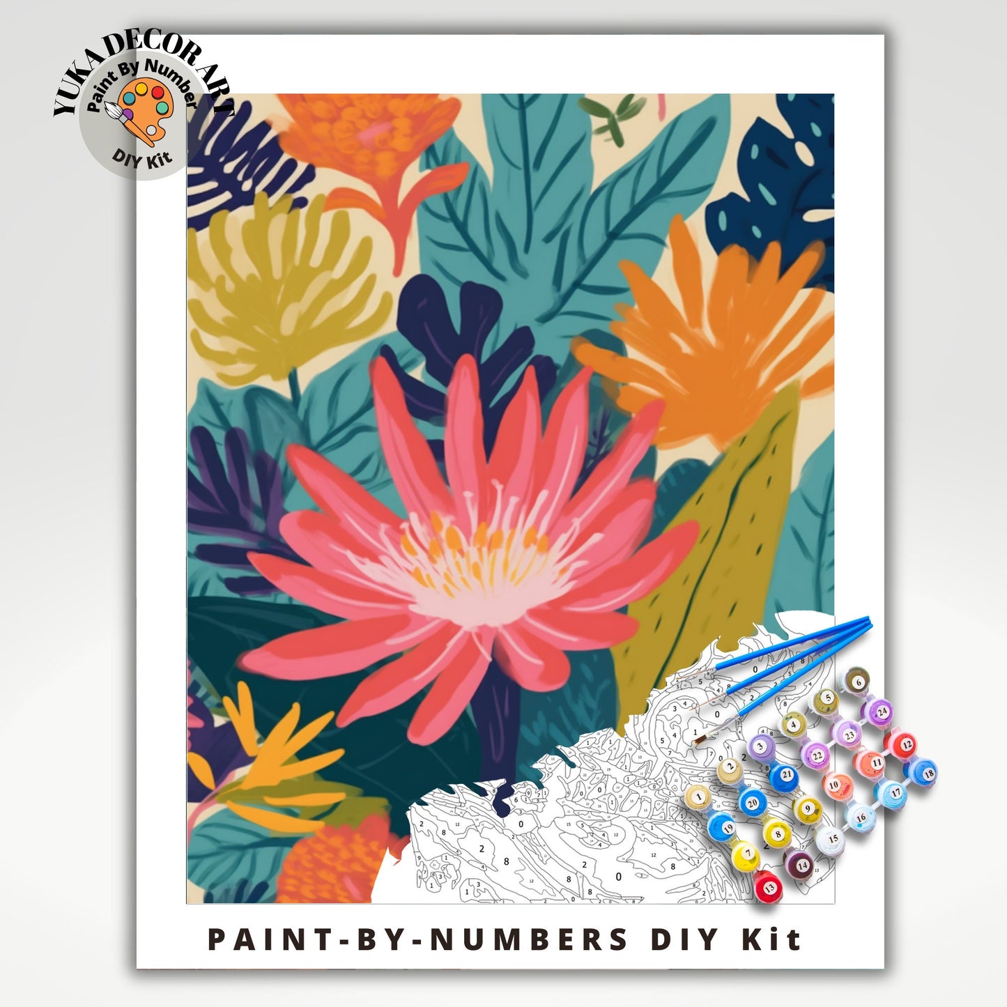 Flowers Boho PAINT by NUMBER Kit for Adults Modern  Whimsical Art Easy Beginner Acrylic Paint DIY Kit  Wall Art Bday Gift for Mom Girlfriend
