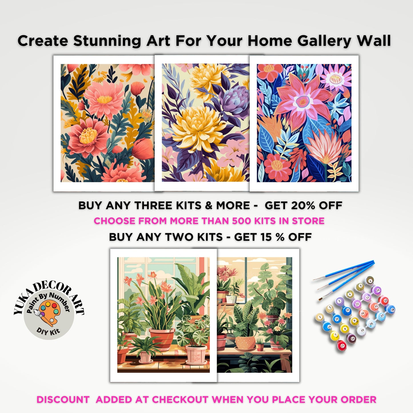 PAINT by NUMBER Kit Adult  Spring Flowers Modern Boho Whimsical Wall Art Easy Beginner Acrylic Paint DIY Kit Mom Gift Box