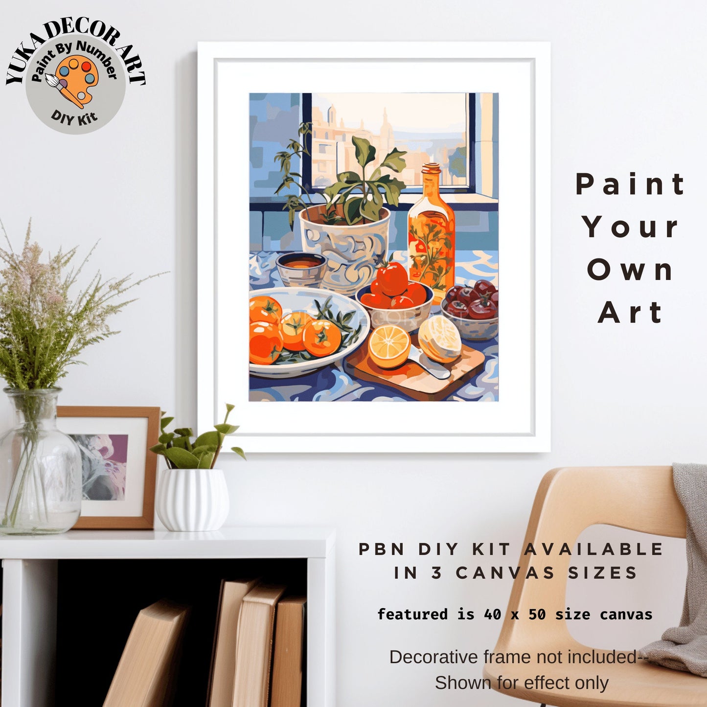 Minimalist Art PAINT by NUMBER Kit Adult  Kitchen Decor Plants Easy Beginner Acrylic Painting DIY Art Kit Gift For Mom Dad