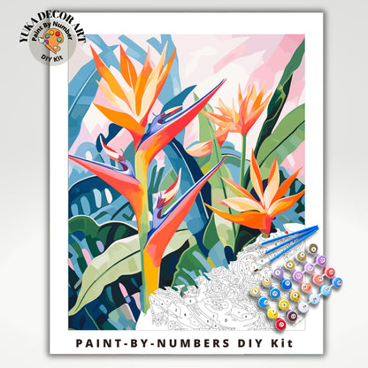 PAINT by NUMBER Adult Tropical Garden Flower Modern Watercolor Wall Art Easy Beginner Acrylic Paint DIY Kit Mothersday Gift |Code: FL2309111