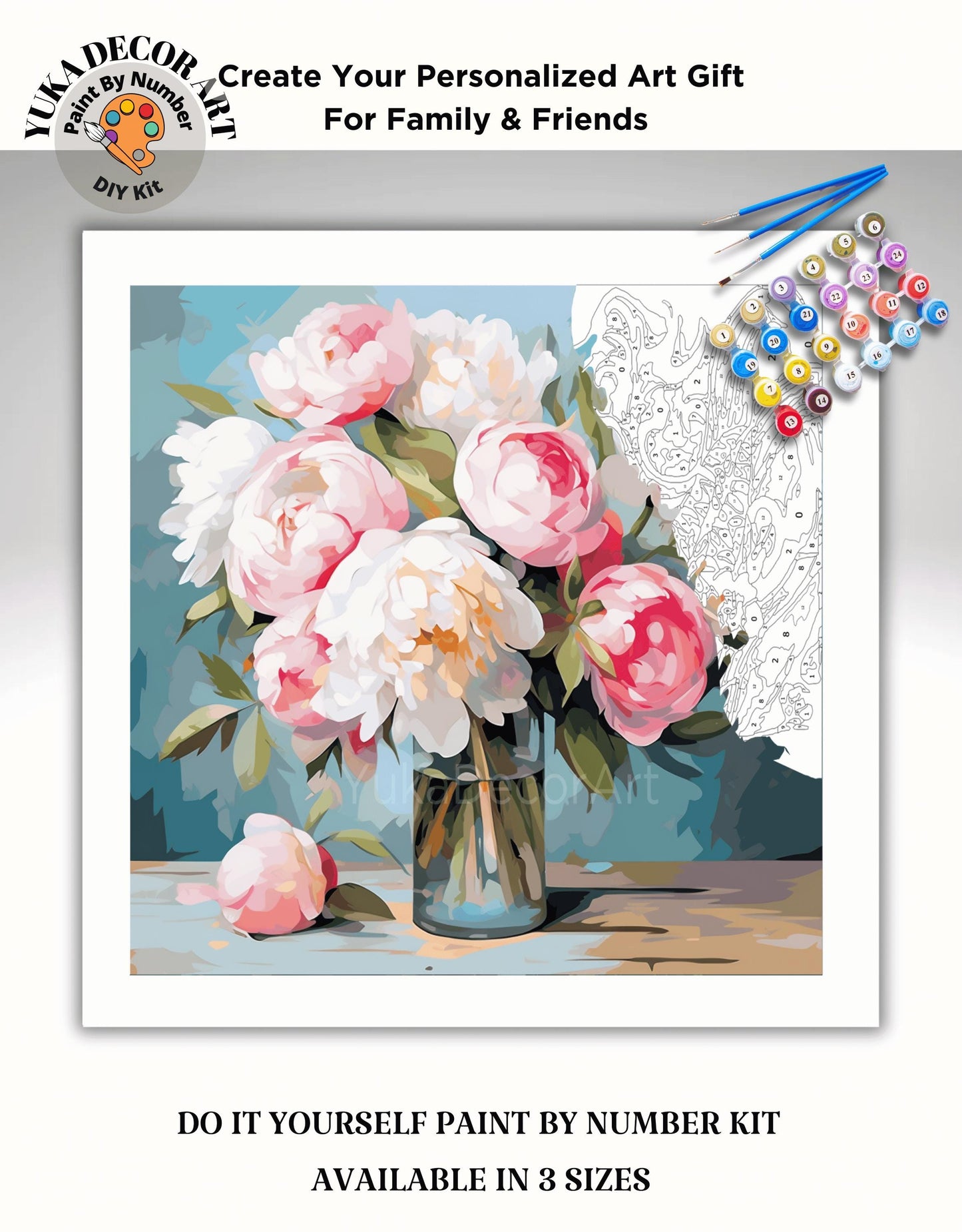 Summer Flowers In Vase PAINT by NUMBER Kit Adults Still Life Vintage Style DIY Painting Easy Beginners Wall Art Housewarming Gift Mom Sister