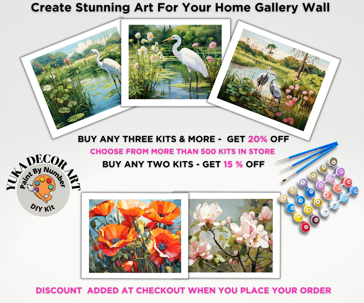 Magnolia Flowers PAINT by NUMBER Kit Adults Garden Landscape DIY Painting Easy Beginners Hobby Wall Decor Birthday Gift for Girlfriend Mom