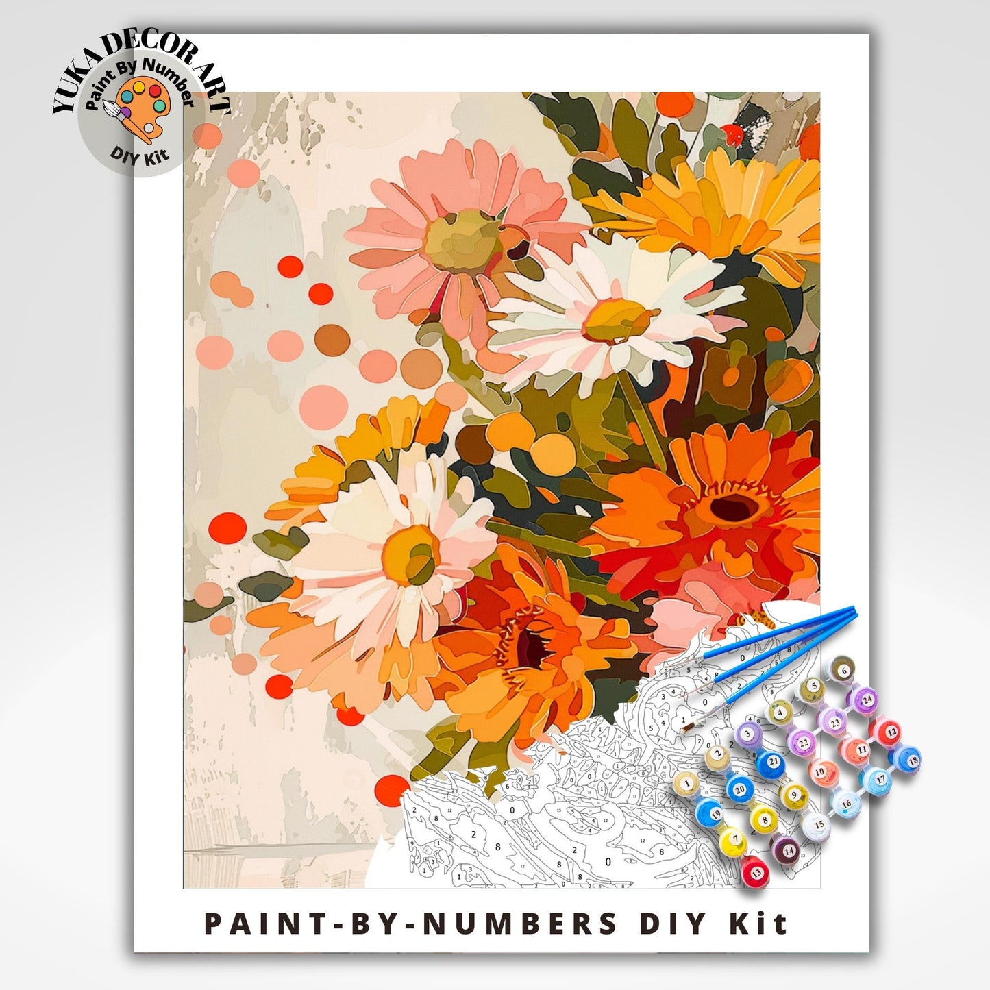 Floral PAINT by NUMBERS Kit Adult Flowers Painting Easy Beginner's Paint Kit Anniversary Mother's Day Gift For Mom Wife Diy Wall Art Decor