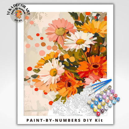 Floral PAINT by NUMBERS Kit Adult Flowers Painting Easy Beginner's Paint Kit Anniversary Mother's Day Gift For Mom Wife Diy Wall Art Decor
