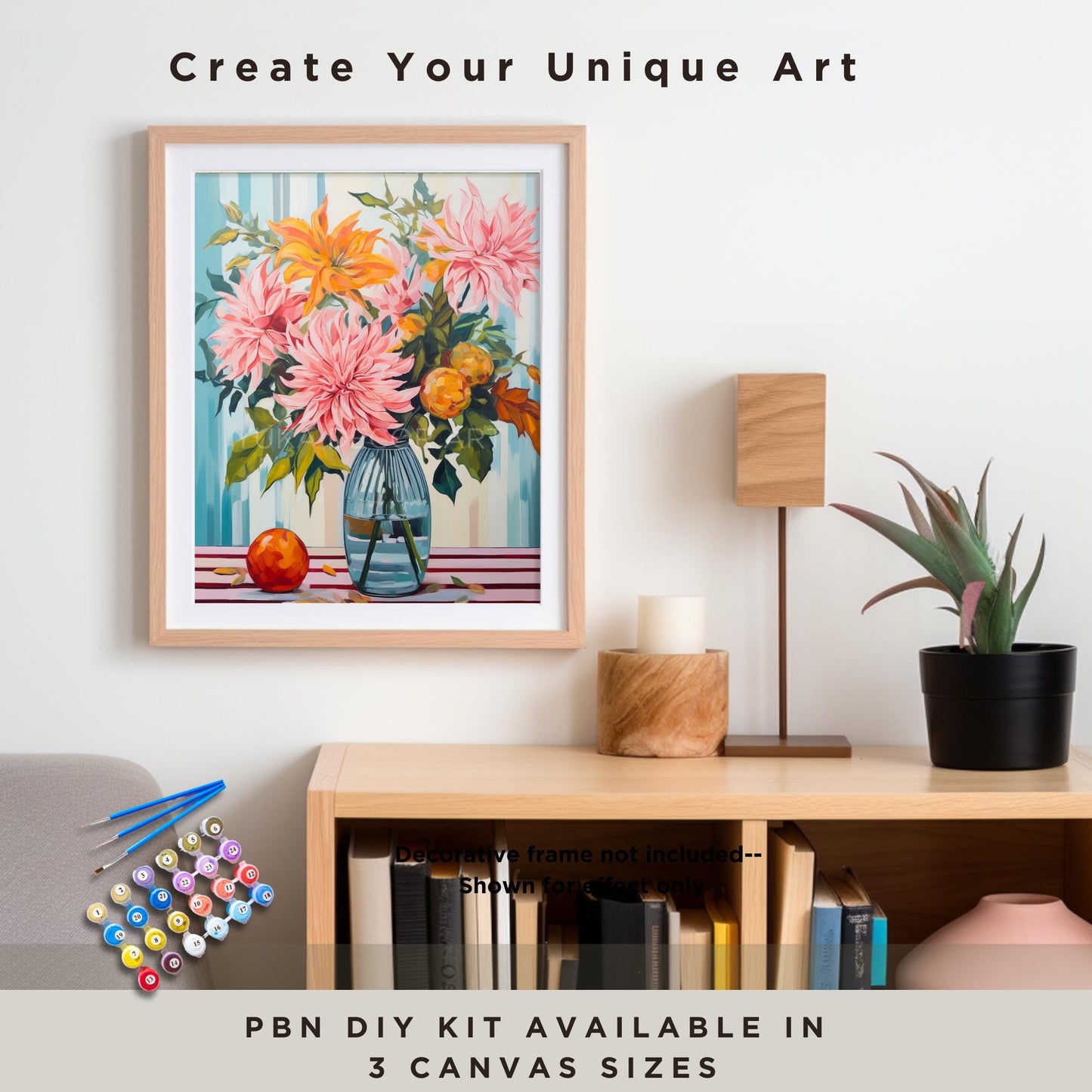 Dahlia Flower PAINT by NUMBER Adult Kit ,Easy Beginner Acrylic Floral Painting DIY Kit Color By Number Floral Art Bday Gift For Mom Grandma