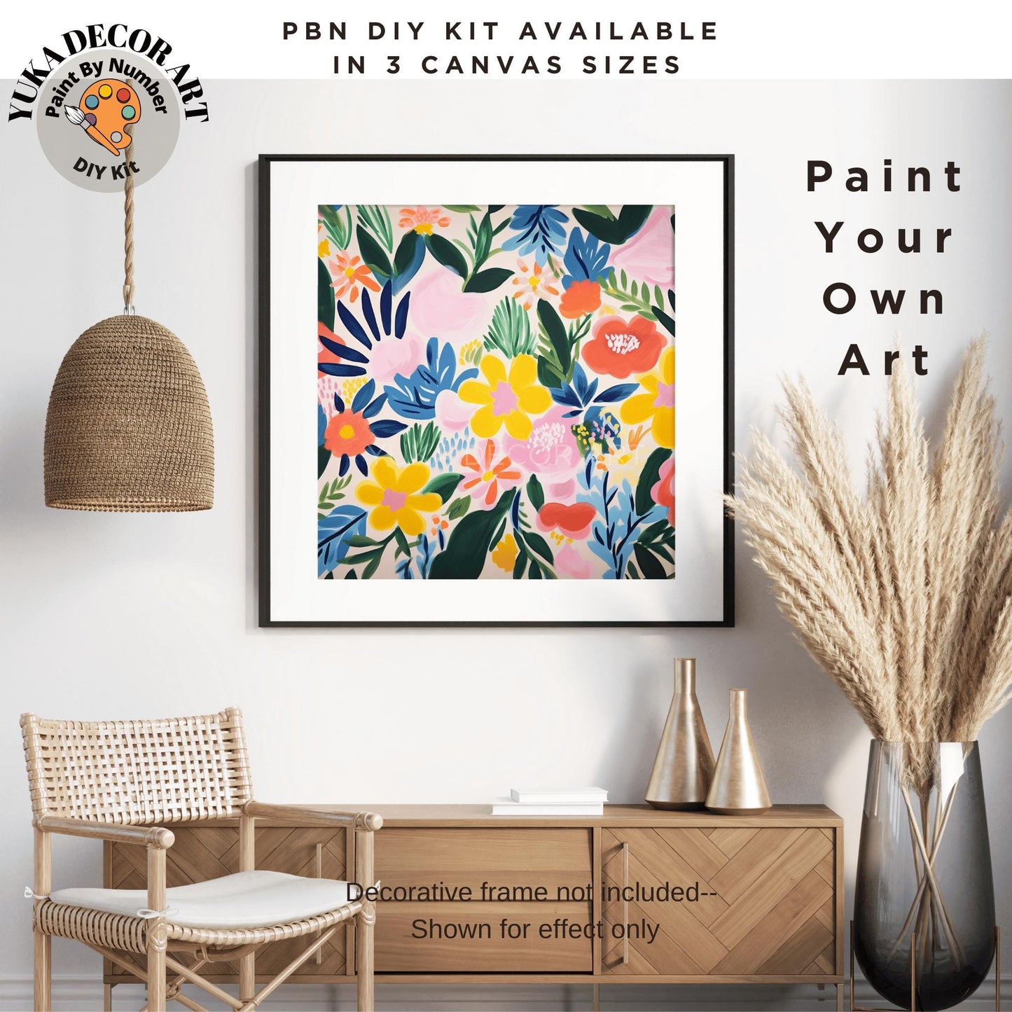 Matisse Inspired PAINT by NUMBER Kit Adult, Floral Wall Art Kit ,Easy Beginner Acrylic Diy Painting | Bday Gift for Wife Girlfriend Sister