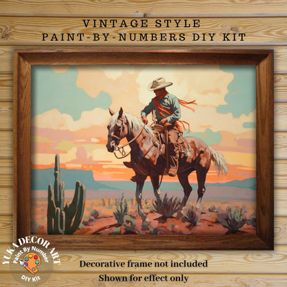 Cowboy PAINT by NUMBER Kit Adult Desert Horse Grand Canyon Southwest Vintage Style Art Easy Beginner Oil Painting DIY Gift For Boyfriend