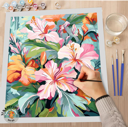 Garden Flower PAINT by NUMBER Kit for Adults Nature Flowers Art Easy Beginners Acrylic Paint DIY Kit Wall Art Gift For Mom Grandmother Wife