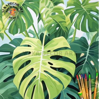 Monstera PAINT by NUMBERS Adult ,Home Indoor Plants Still life ,Beginners Easy Paint Kit DIY Wall Decor Gift  Mom Grandmom