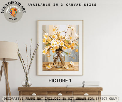 Yellow Flowers PAINT by NUMBER Kit Adults Set Of 2 Garden Flowers DIY Painting Easy Beginners Kit Wall Art Birthday Gift Mom Grandma Sister