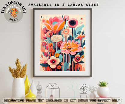 Boho Modern PAINT by NUMBER Kit for Adults  Garden Flowers DIY Painting Easy Beginners Acrylic Paint Kit Wall Art Mom Gift