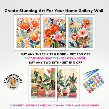 PAINT by NUMBER Kit Adult Garden Flowers Vintage Spring Colourful Wall Art Easy Beginner Acrylic Paint DIY Kit Mom Dad Gift