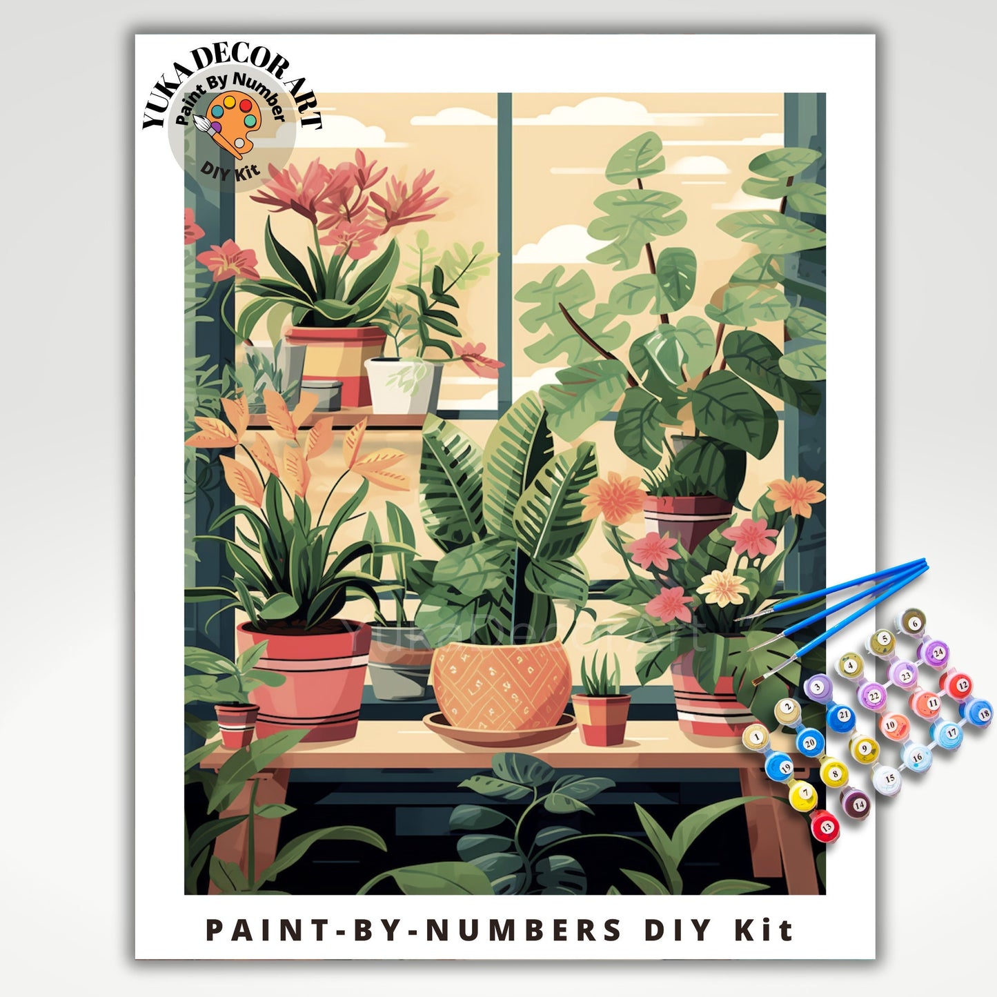 PAINT by NUMBER Kit For Adults Plants Minimalist Boho Ranch Decor Print DIY Painting Easy Beginners Paint Kit Plant Lover Gift For Grandmom