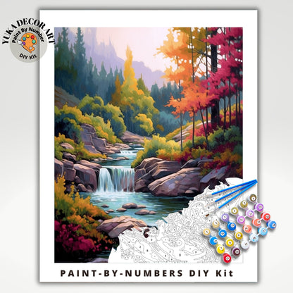 Forest Landscape PAINT by NUMBER Kit Adult DIY Numbers Painting Vintage Craft Set Easy Beginners Painting Birthday Gift For Mom Girlfriend