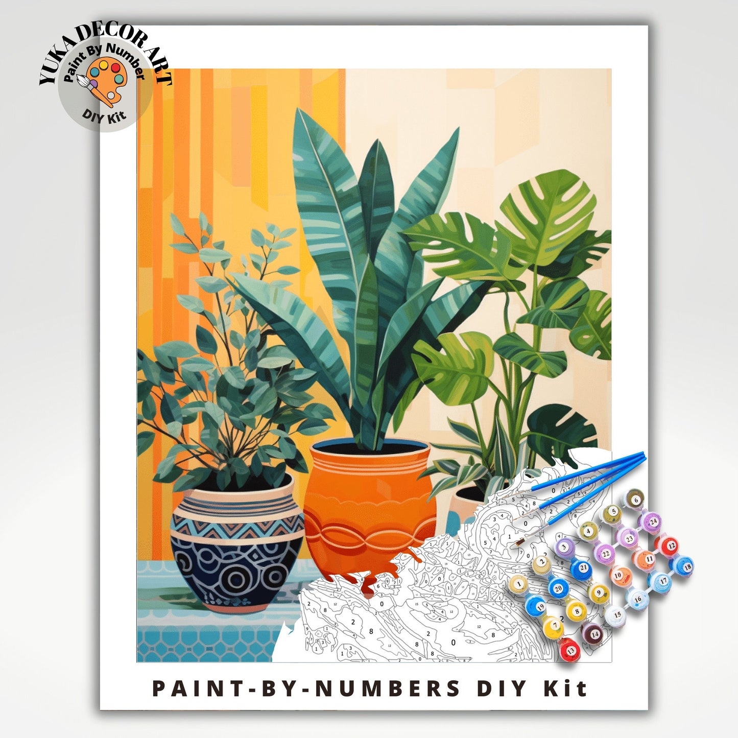 HousePlants PAINT by NUMBERS Diy Kit Adult Boho Style Minimalist Art Easy Beginner DIY Painting Kit Gift Mom Dad Girlfriend