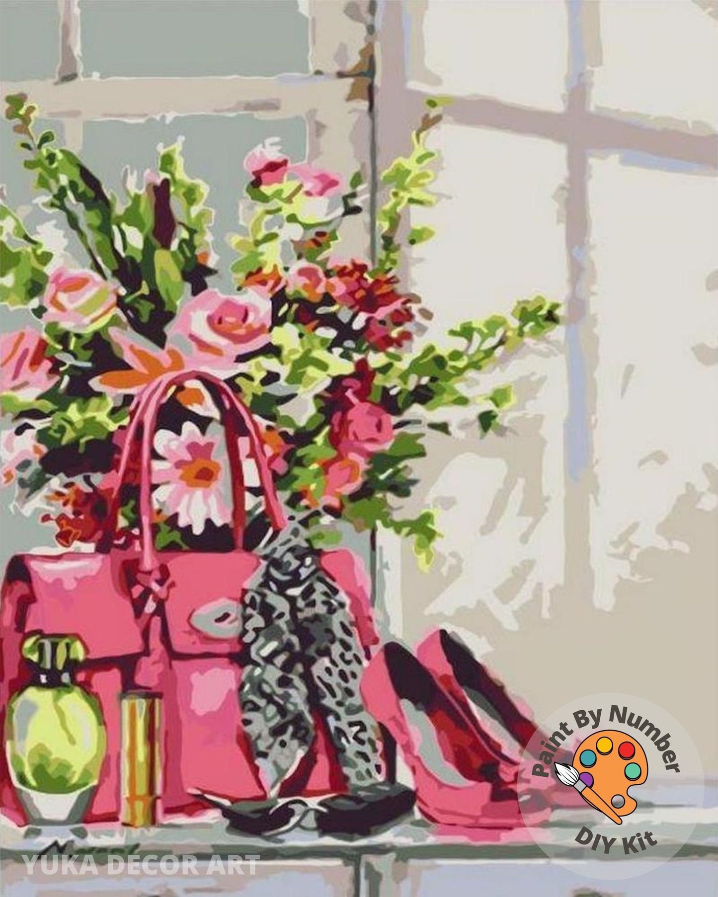 Spring Flowers Paint by Number Kit Adult, Floral Still Life Painting,Easy Beginner Acrylic Paint Kit,Gift For Mom, Home Decor Gift