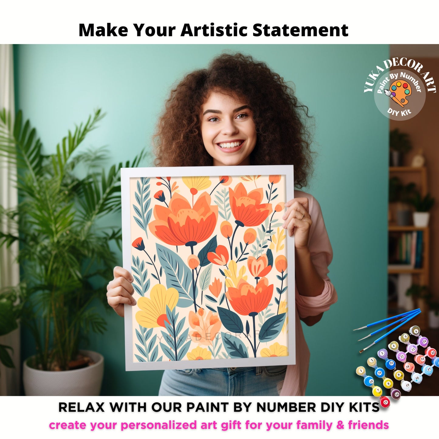 PAINT by NUMBER Kit Adult Garden Flowers Vintage Spring Colourful Wall Art Easy Beginner Acrylic Paint DIY Kit Mom Dad Gift