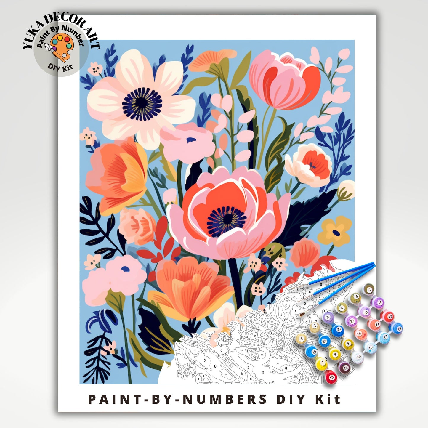 PAINT by NUMBER Kit Adult Garden Flowers Vintage Spring Colourful Wall Art Easy Beginner Acrylic Paint DIY Kit Mom Dad Gift