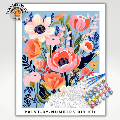 PAINT by NUMBER Kit Adult Garden Flowers Vintage Spring Colourful Wall Art Easy Beginner Acrylic Paint DIY Kit Mom Dad Gift