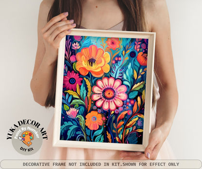 Floral PAINT by NUMBER Kit for Adults Abstract Flowers Paint Kit Easy Beginners Acrylic Paint DIY Kit Wall Art Decor Gift