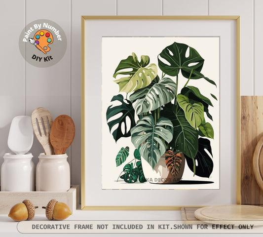 Plant DIY PAINT by NUMBERS Adult Kit HousePlants Still Life Art Beginners Easy Painting Canvas Custom Gift For Plant Lover Mom Grandma Wife