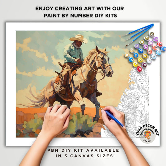 Cowboy PAINT by NUMBER Kit Adult Desert Horse Grand Canyon  Southwestern Vintage Style Art Easy Beginner Oil Painting DIY Kit  Gift For Dad