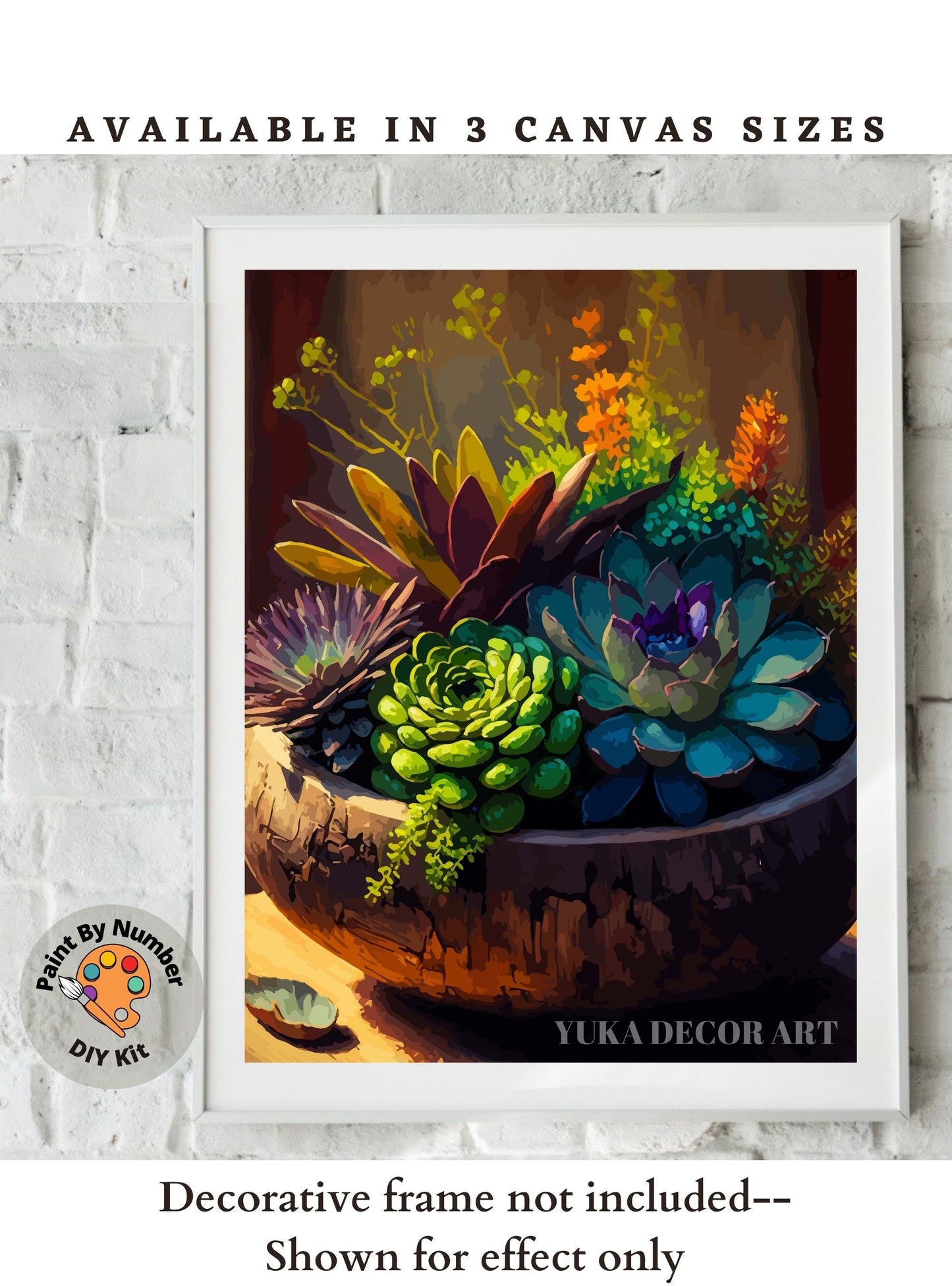 Paint by Number Kit Succulents Garden Bowl, Easy DIY Beginners Adult Painting Kit ,Home Decor ,Birthday Gift For Mom Daughter Aunt