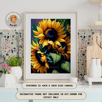Sunflower PAINT by NUMBER Kit For Adults Floral Art Canvas Diy Easy Beginner's Acrylic Paint DIY Kit Wall Art Mom Gift Bday