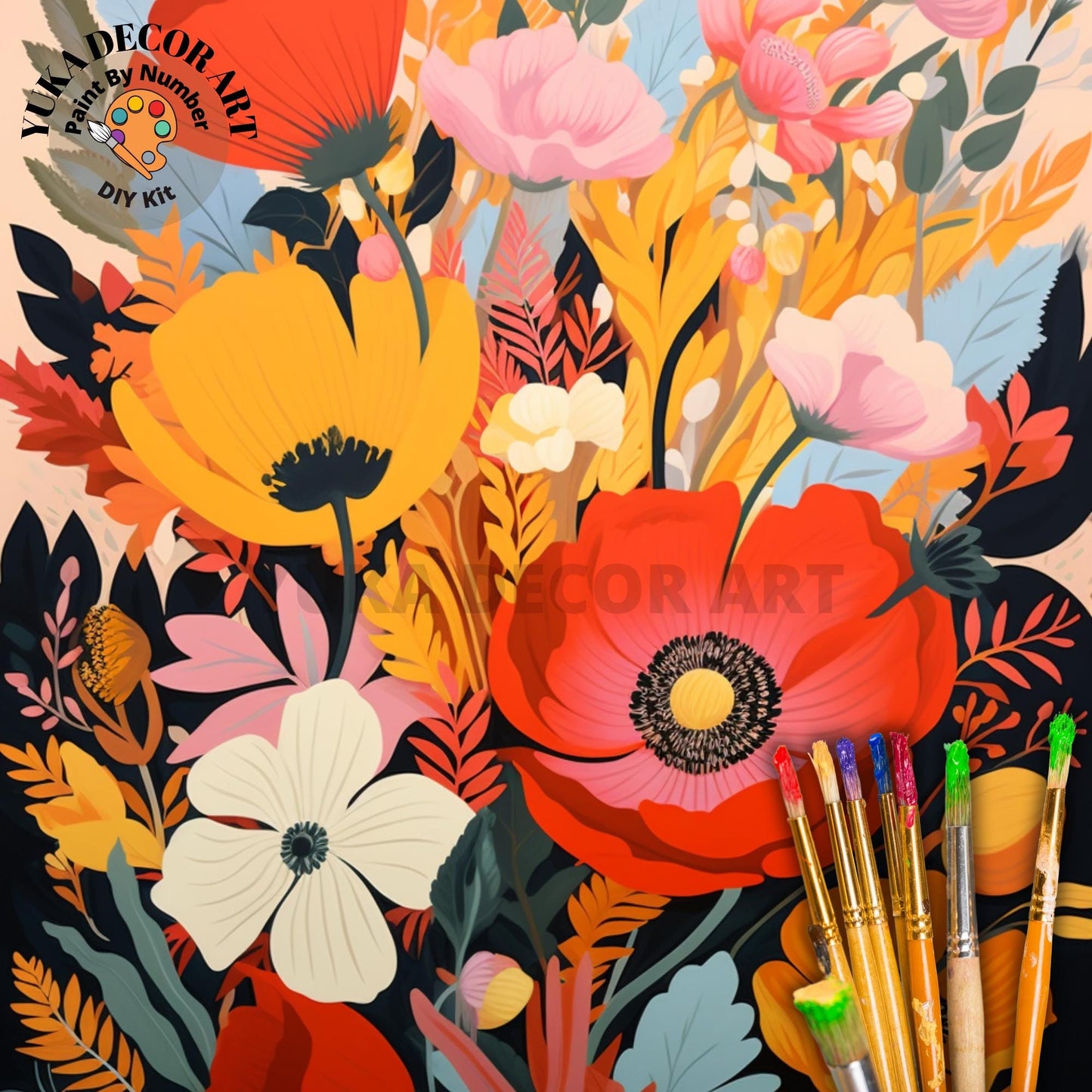 Mountain Flowers PAINT by NUMBER Kit for Adults Floral Art Painting Easy Beginners DIY Summer Activity Kit Birthday Gift Teenager Niece Girl