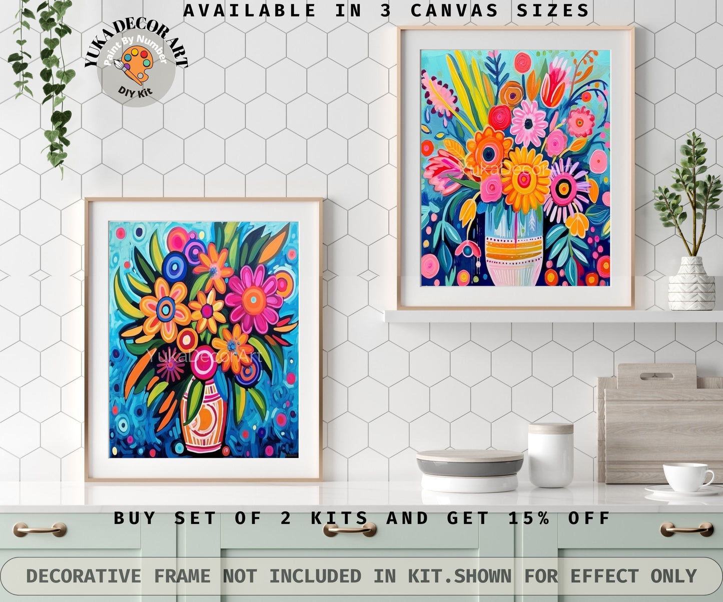 Flower Vase PAINT by NUMBER Kit for Adults Spring Flowers Painting,Easy Beginners Acrylic Paint DIY Kit Wall Art Decor Gift