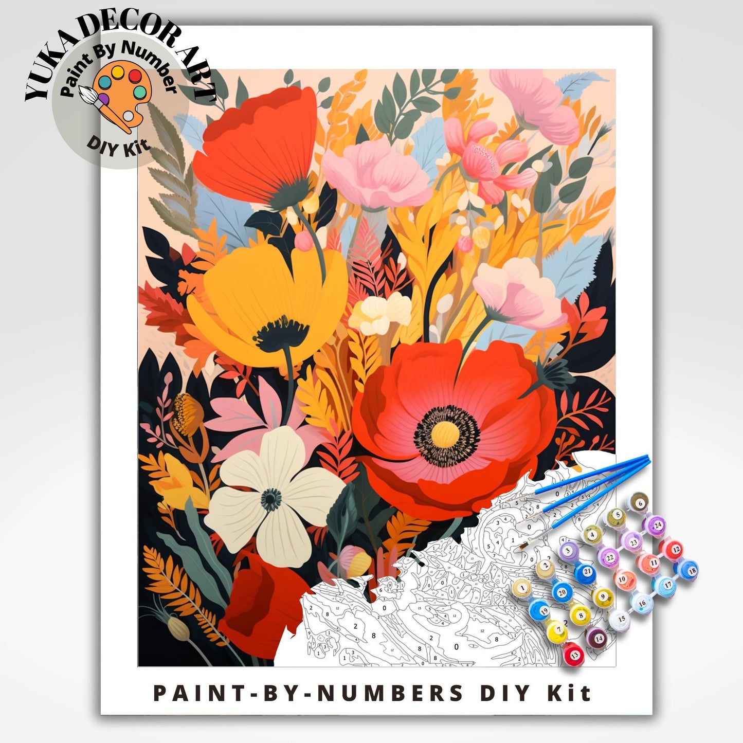 Mountain Flowers PAINT by NUMBER Kit for Adults Floral Art Painting Easy Beginners DIY Summer Activity Kit Birthday Gift Teenager Niece Girl