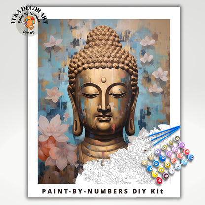 PAINT by NUMBERS Kit For Adults Buddha Gold Statue Pink Lotus Flower DIY Acrylic Painting Kit Zen Meditation Asian Theme Home Decor Gift Mom