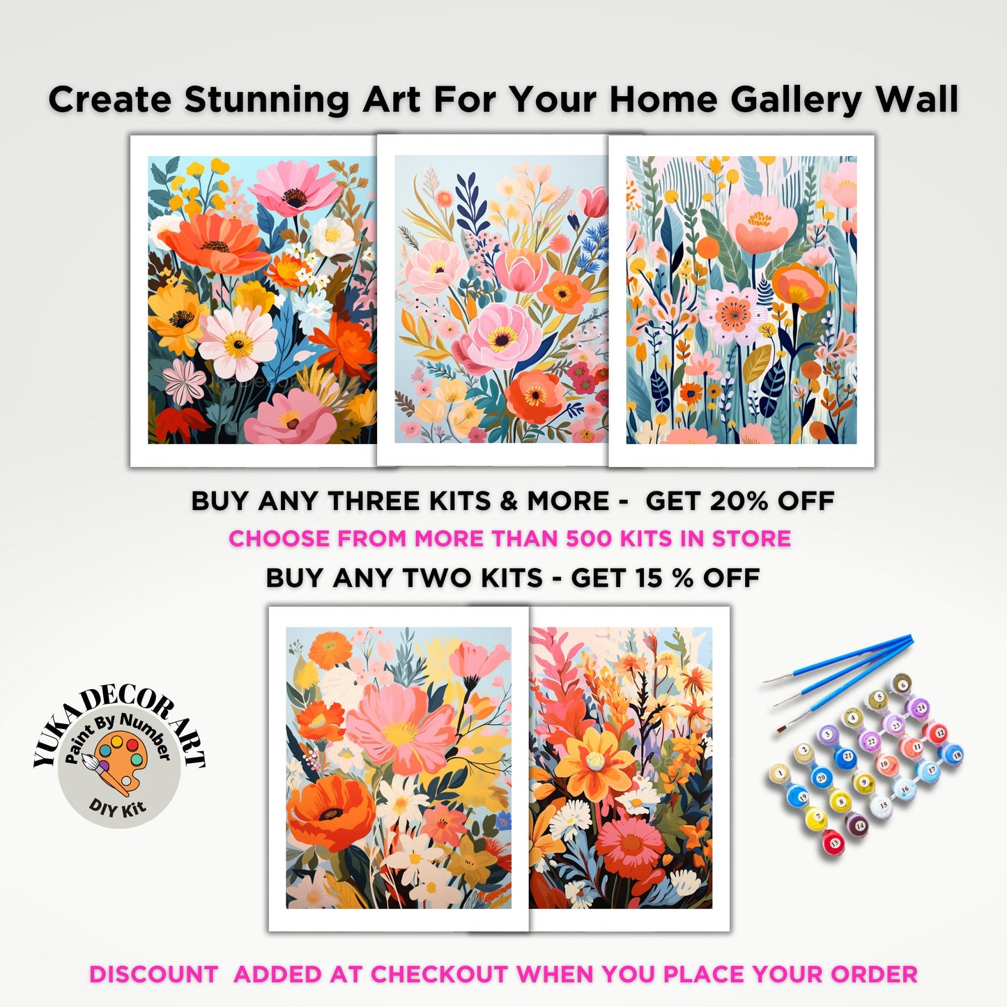 Wildflowers PAINT by NUMBER Kit Adults Spring Flower Garden DIY Painting Easy Beginners Painting Kit Wall Art Summer Hobby Gift Teenager