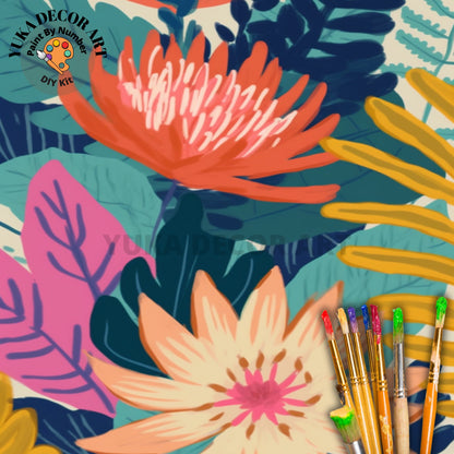 Whimsical Flowers PAINT by NUMBER Kit For Adults Modern Floral Art Easy Beginner Acrylic Paint DIY Kit Wall Art Bday Gift for Mom Girlfriend