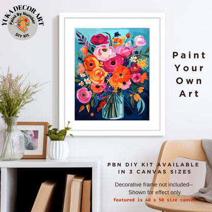 Flowers PAINT by NUMBER Kit for Adults  Flowers Vase Modern Still Life DIY Painting Easy Hobby Kit Wall Decor Art Mom Gift