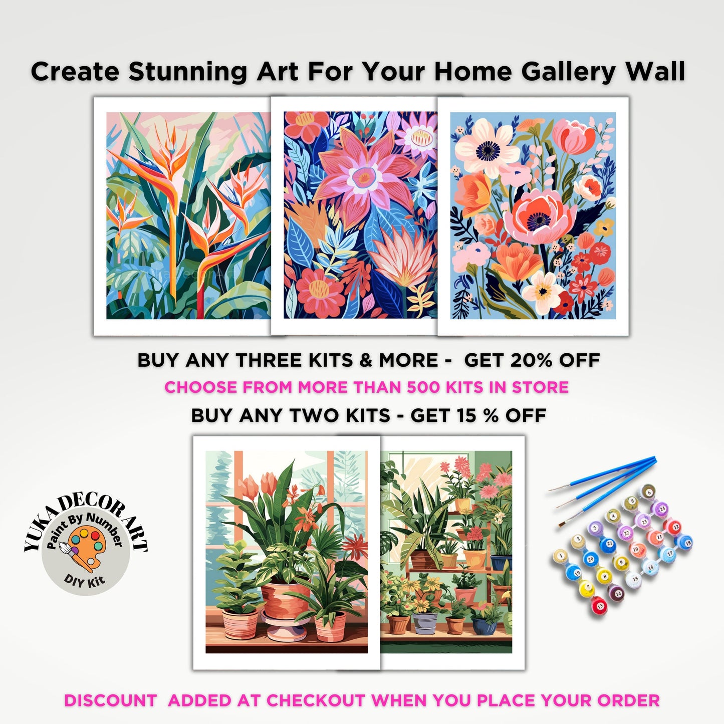 PAINT by NUMBER Adult Tropical Garden Flower Modern Watercolor Wall Art Easy Beginner Acrylic Paint DIY Kit Christmas Gift |Code: FL2309111