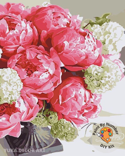 Pink Peonies Paint by Number Kit Adult, Flowers Still Life Painting,Easy Beginner Acrylic Paint Kit, Gift For Mom, Home Decor Gift